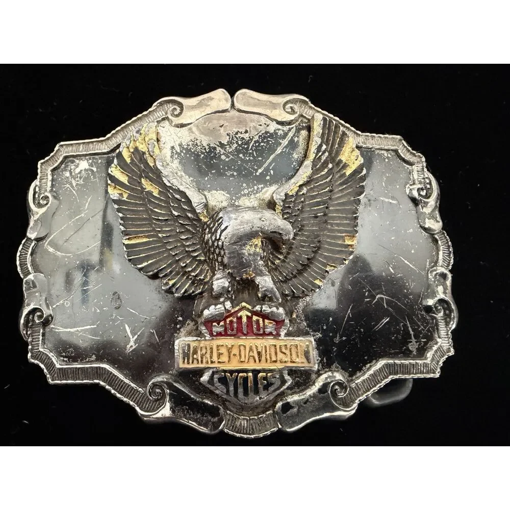 Vintage 1980s Harley-Davidson Eagle and Bar&Shield belt buckle